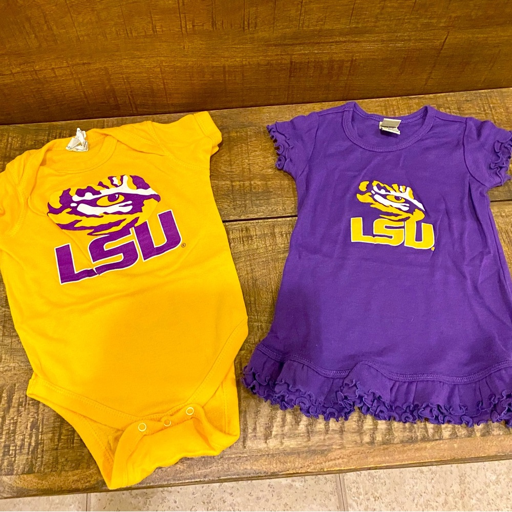 LSU Tigers 9-12 month outfit bundle of 2